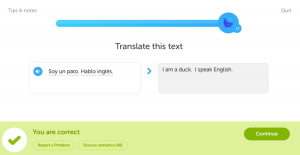 Duolingo's English speaking duck.
