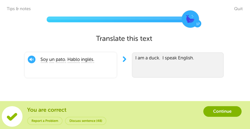 duolingo stopped working, but it only glitches on one question